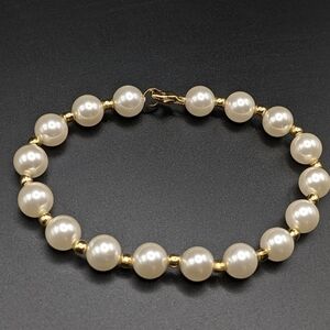Faux Pearl And Goldtoned Beaded Bracelet